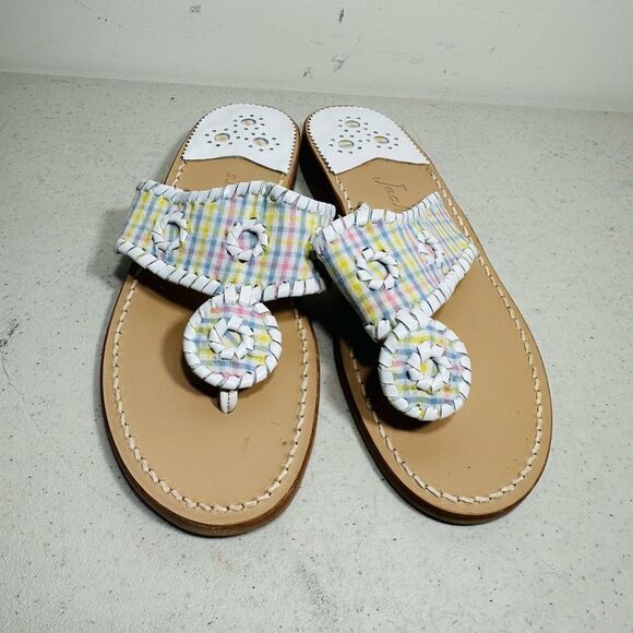 Jack Rogers Women's Flats Thong Sandals Navajo Hamptons Metallic Whipstitch 7M - Picture 3 of 8